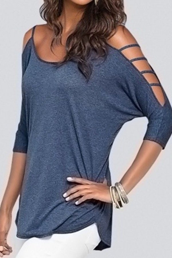 Hollowed Out 3/4 Sleeve Top